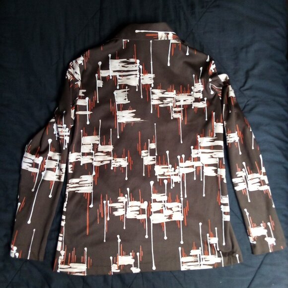 Vintage Mardi Modes Abstract Strokes Polyester Shirt Top Union Made - Picture 5 of 6